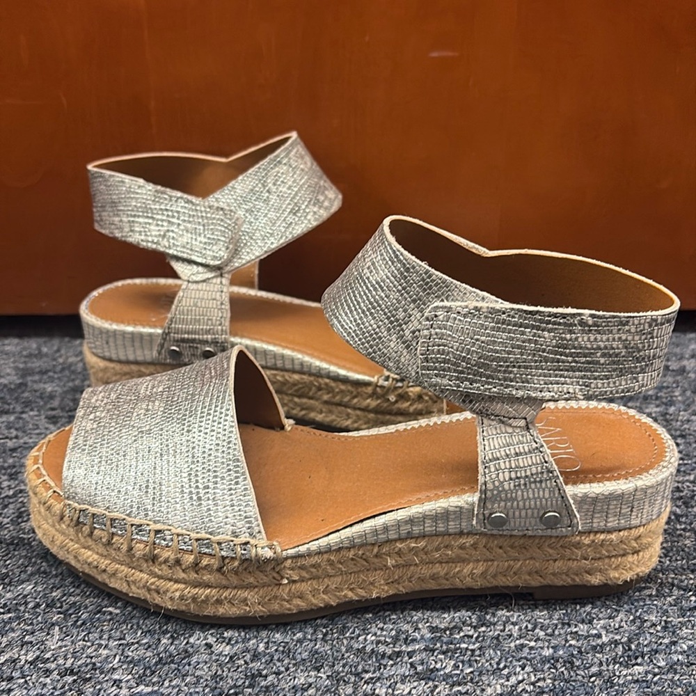 Franco Sarto Wedge Sandal, Silver/Gray, Size 5